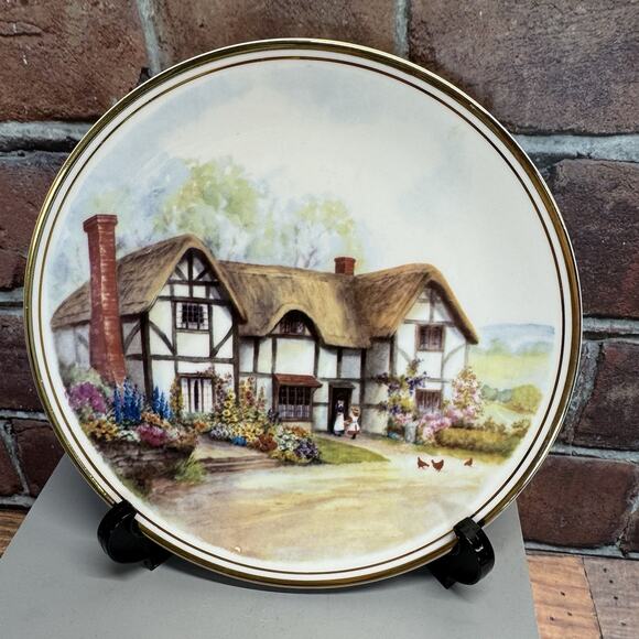 Set of 4 Royal Kent Plates England Bone China English Village Cottage 8” - Picture 6 of 7